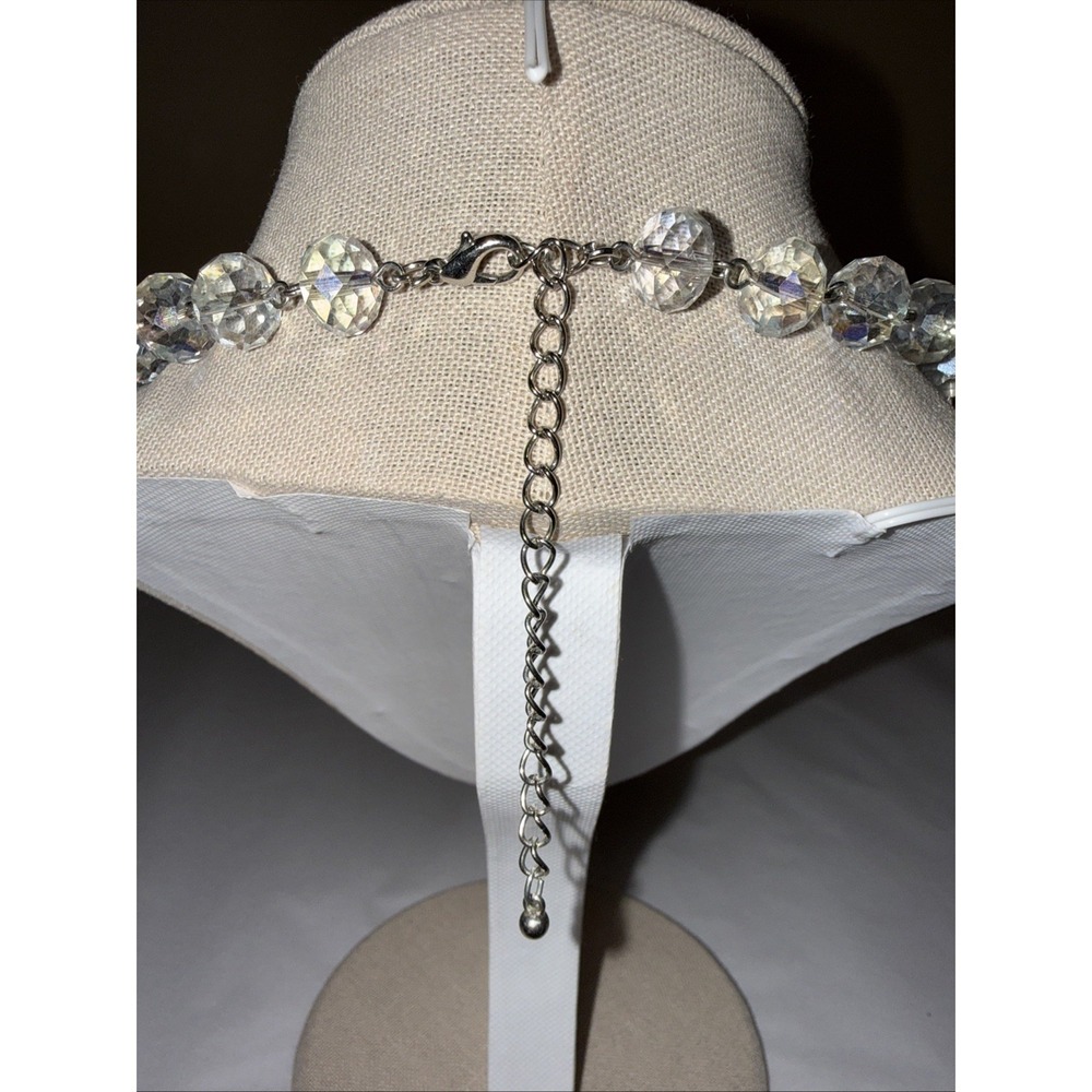 Vintage Aurora Borealis Glass Crystal Beaded Necklace Faceted AB 18-21 inches - Picture 7 of 11